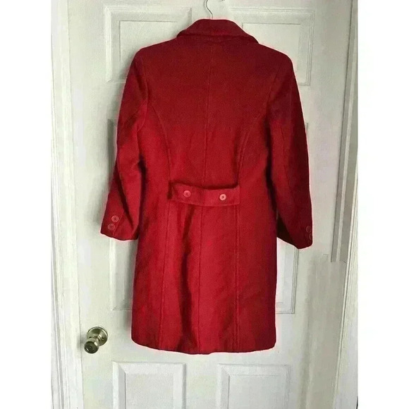 Larry Levine Design Size S Red Cashmere Lambs Wool Coat Vintage Retro Women - Picture 10 of 11
